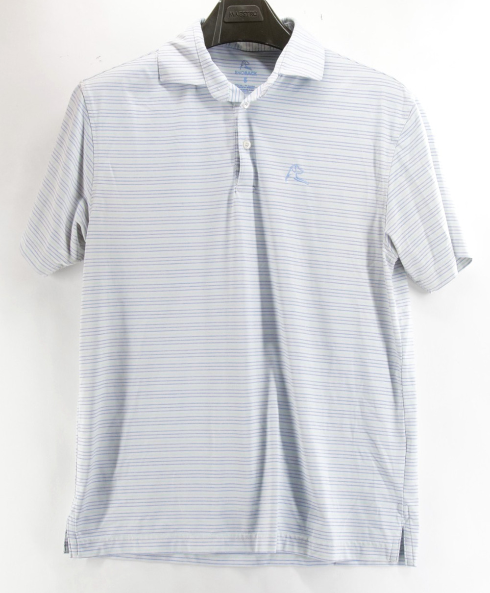 Rhoback Shirt Men’s Small Performance Polo Blue Stripes Short Sleeve Golf